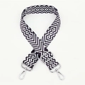 Adjustable wide replacement bag strap with black and white geometric ethnic pattern - No. 102 / Silver