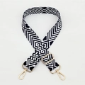 Adjustable wide replacement bag strap with black and white geometric diamond patterns - No. 102 / Gold