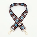 Ethnic embroidery bag strap in navy blue with floral patterns and gold metal clips - No. 104 / Gold