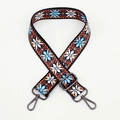 Ethnic embroidery purse strap in blue floral pattern with black swivel metal hooks - No. 104 / Gunmetal