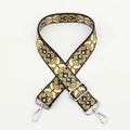 Adjustable cross-body bag strap with yellow geometric floral embroidery and silver clips - No. 106 / Silver