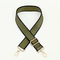 Adjustable black and yellow zigzag woven strap with gold hardware for handbags - No. 107 / Gold