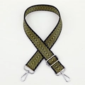 Adjustable black and gold V-pattern crossbody strap with silver metal swivel hooks - No. 107 / Silver