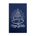 Dark blue Christmas card with silver foil Christmas tree and Merry Christmas lettering - Line Christmas Tree