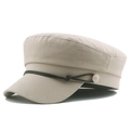 Beigefarbene Kapitänsmütze im Vintage-Stil mit schwarzer Kordel und metallischen Knöpfen - M (56-58cm) / Beige
