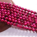 Natural deep pink tiger eye stone round loose beads for DIY jewelry making - Rose Red Tiger Eye