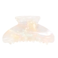 Detailopname van iriserende acetaat haarklem met parelmoer witte afwerking - Large Yuanbao Claw Clip / Pearlescent Iridescent (S139-2)
