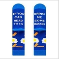 Funny crew socks in royal blue with bacon and eggs pattern and humorous text - One Size / Blue Fried Egg Bacon Slogan