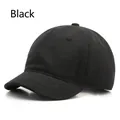 Casquette de baseball noire à bord court en sergé de coton avec œillets d'aération - Réglable / Noir