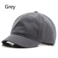 Casquette de baseball grise à visière courte en coton sergé respirant et sobre - Réglable / Gris