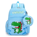Blue dinosaur cartoon school backpack for kids with matching coin purse on white background - Dinosaur Sky Blue