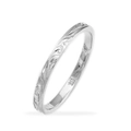 Anillo de cobre plateado con textura de hoja vintage y sello 14K para mujeres - US 6 / Plateado