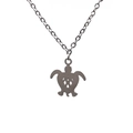 Collana con ciondolo a tartaruga in acciaio inossidabile lucido con design traforato - Argento