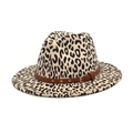 Cappello Fedora in lana leopardata con cintura in finta pelle e fibbia metallica - M (56-58cm) / Bianco