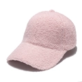 Pink lamb wool baseball cap for women with soft plush texture and minimalist design - Pink