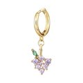 Orecchino a uva in oro con pietre di zircone viola e verdi su sfondo bianco puro - Stile Uva (Venduto singolarmente) (EH00072)