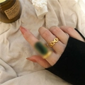 Vintage 925 silver gold-plated chain ring with emerald emerald gemstone in warm setting - Gold Vintage Chain Shape (J1427) / Adjustable Open