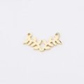 Golden stainless steel leaf branch connector with double holes for DIY jewelry making - 18K Gold Plated