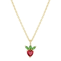 Collier chic en plaqué or avec un pendentif en forme de fraise rouge et verte - Style Fraise (XL00060)