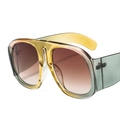 Oversized gradient sunglasses with transparent yellow to green frames and brown lenses - Yellow Green Frame Dual Tea Lenses
