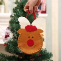 Brown reindeer felt Christmas gift bag with red handles for candies and holiday treats - Cartoon Version Gift Bag Reindeer