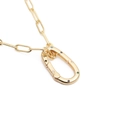 Gold necklace with an oval carabiner pendant inlaid with vibrant multicolor gemstones - Short Oval Carabiner Style (Style-A)
