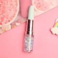 Penna roller a forma di rossetto con punta verde chiaro e paillettes a stella - Penna a sabbie mobili verde