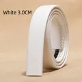 White 3.0cm wide split leather belt strap with classic lychee pattern texture - 3.0cm White Scratch Resistant Leather