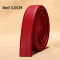 Red pebbled leather belt strap without buckle, 3.0cm width for women’s casual wear - 3.0cm Red Scratch Resistant Leather