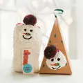 Plush snowman Christmas socks in white coral fleece with festive gift box packaging - Adult (No Gift Box) / Ball Snowman