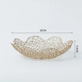 Golden 26cm wire mesh fruit bowl with wavy edges and 5.5cm height for modern home decor - Medium Octagonal Style / Gold
