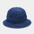 Detail view of dark blue denim bucket hat showing stitching and breathable eyelets - M (56-58cm) / Dark Blue