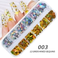 12 grids mixed holographic heart nail sequins set with golden and laser glitter finish - Gold and Silver Heart Style (003)