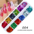 Holographic 12-grid nail art sequins set featuring colorful laser alphabet letters - Alphabet Letter Style (004)