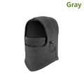 Thermal windproof grey fleece balaclava mask with adjustable drawstring for winter skiing - Gray