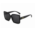 Classic black square oversized sunglasses with gold quilted temples and logo detail - Black Frame Grey Lens