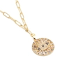 Hip Hop Evil Eye Anhänger Halskette mit Zirkonia-Mikro-Besatz auf goldener Büroklammer-Kette - 0010 Teufelsauge