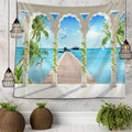 Tapiz 3D de paisaje marino tropical con muelle de madera para decoración de dormitorios - 150x130cm / Estilo 4-Muelle del Mar Tropical