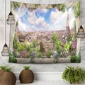 Arazzo da parete con torre Eiffel e arco floreale rosa per decorazione interni - 150x130cm / Torre Eiffel