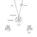 Detaillierte Maße von Gänseblümchen-Halskette und Ohrsteckern aus Edelstahl im Set - Silber Weißer Strass (SE249501S)
