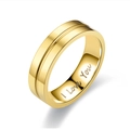 Polished gold titanium steel couple ring with center groove and I Love You engraving - US 5 / Gold Without Diamond