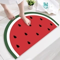 Alfombrilla de baño semicircular de sandía absorbente con patrón de fibras rojas y verdes - 45*90cm / Sandía