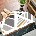 Semicircle door mat with geometric pattern in grey and beige for entryways - Nordic Minimalist 01