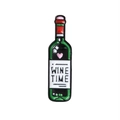 Creative enamel brooch pin in black wine bottle shape with pink heart and Wine Time text - Wine Bottle (XZ1603)