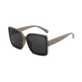 Chic square oversized mocha sunglasses with quilted temples and golden detail - Gray Coffee Frame / Gray Lens