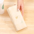 Portafoglio lungo beige da donna con fibbia a cartone animato e dettagli ricamati - Stile Lungo / Giallo