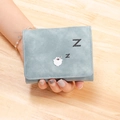 Grazioso portafoglio opaco grigio-blu con orso ricamato e dettaglio Z per donna - Stile Corto / Blu