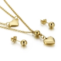 Conjunto de joyas minimalista dorado con collar de corazón y pendientes de esfera - Color Dorado (KS135764-Z)