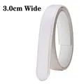 White 3.0cm wide split leather belt strap without buckle featuring fine white stitching - 3.0cm White Double Stitched