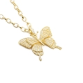 Grobgliedrige goldene Kette mit einem funkelnden, diamantbesetzten Schmetterlingsanhänger - Gold